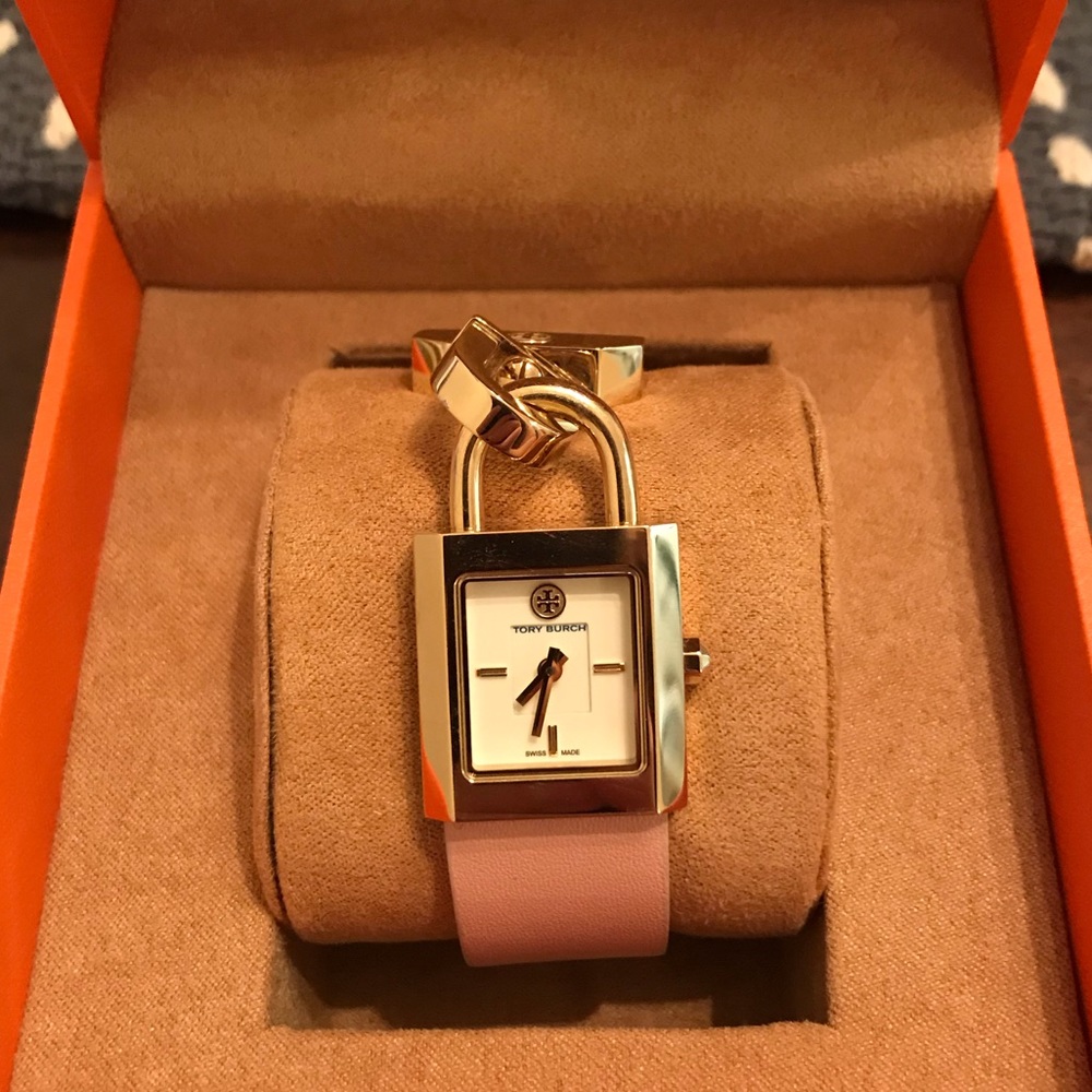 Tory Burch pink lock watch